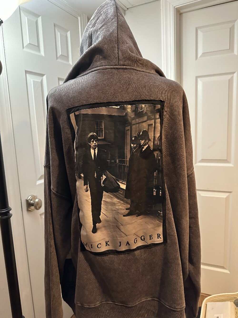 Rolling Stones Mick Jagger Grey Zip Front Hoodie Sweatshirt (L)